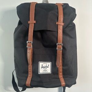 NWOT Herschel Supply Company Black Backpack with Tan Straps